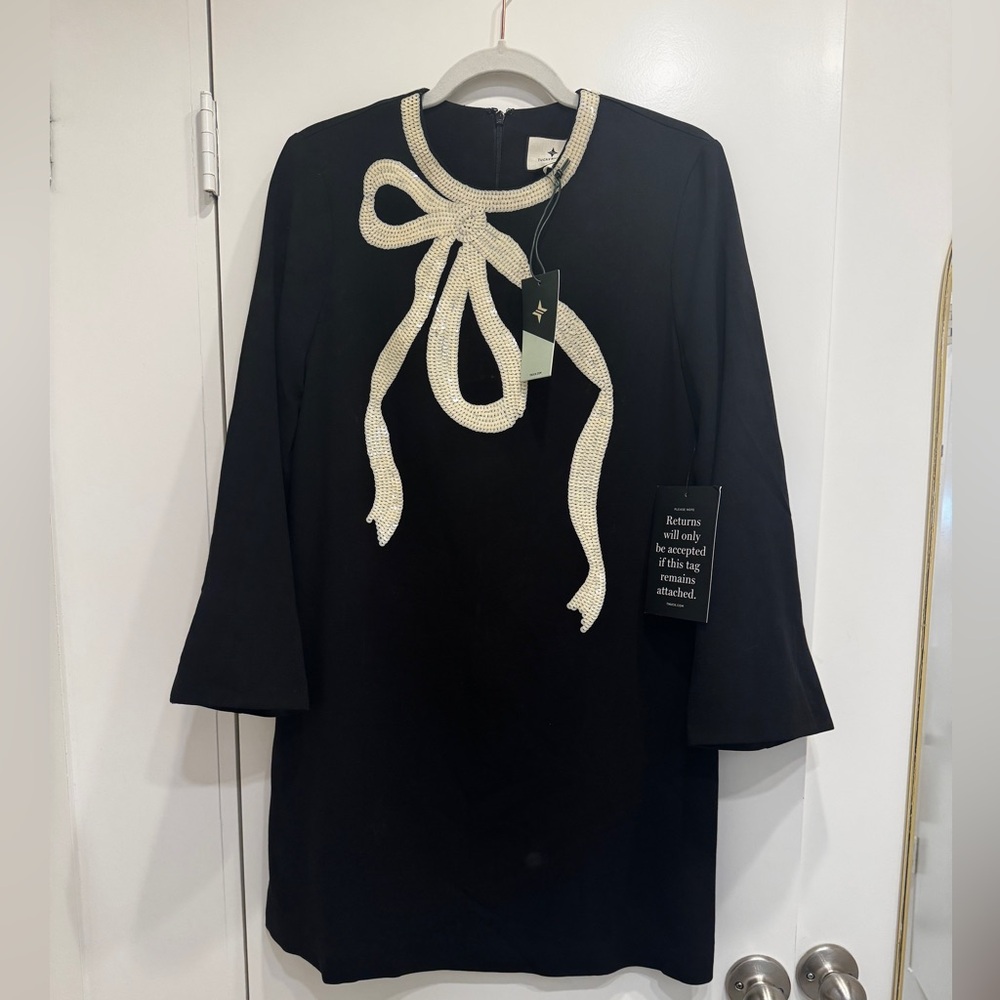 Tuckernuck Black Dress with Bow Cream Detailing